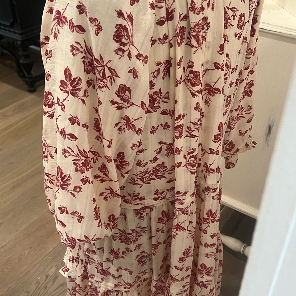 Dainty Jewells Red and Cream Floral Long Sleeve Dress - Picture 6 of 9